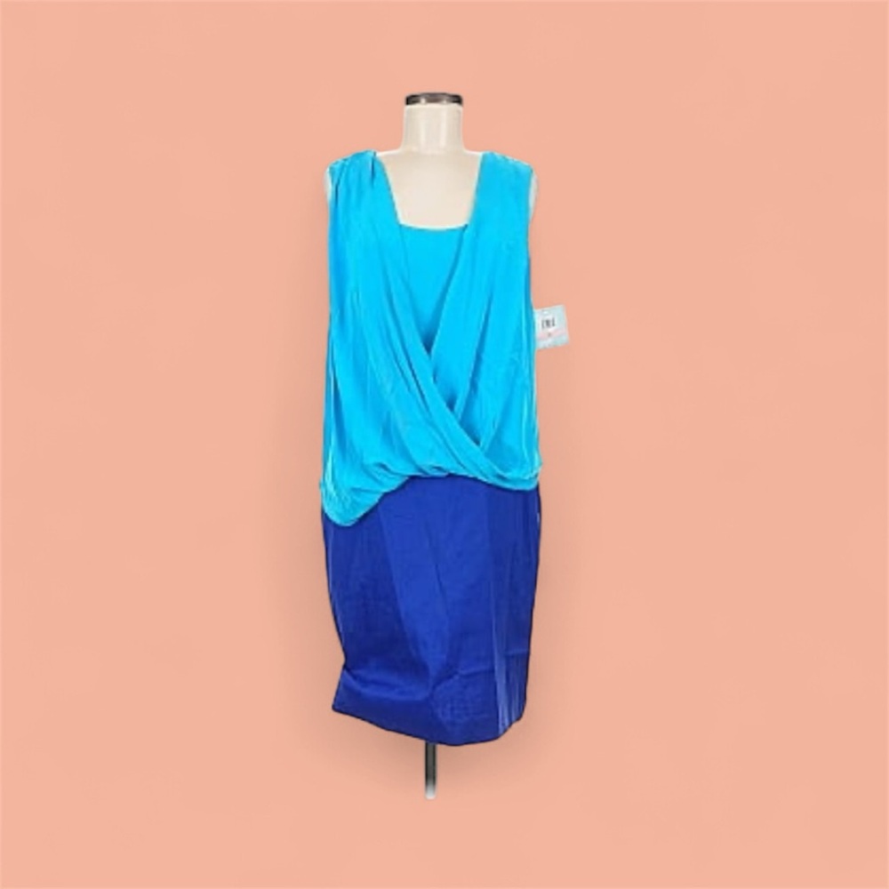 Suzy Chin-size 6-for Maggie Boutique- SILK- Elegant Blue and Teal Women's Dress